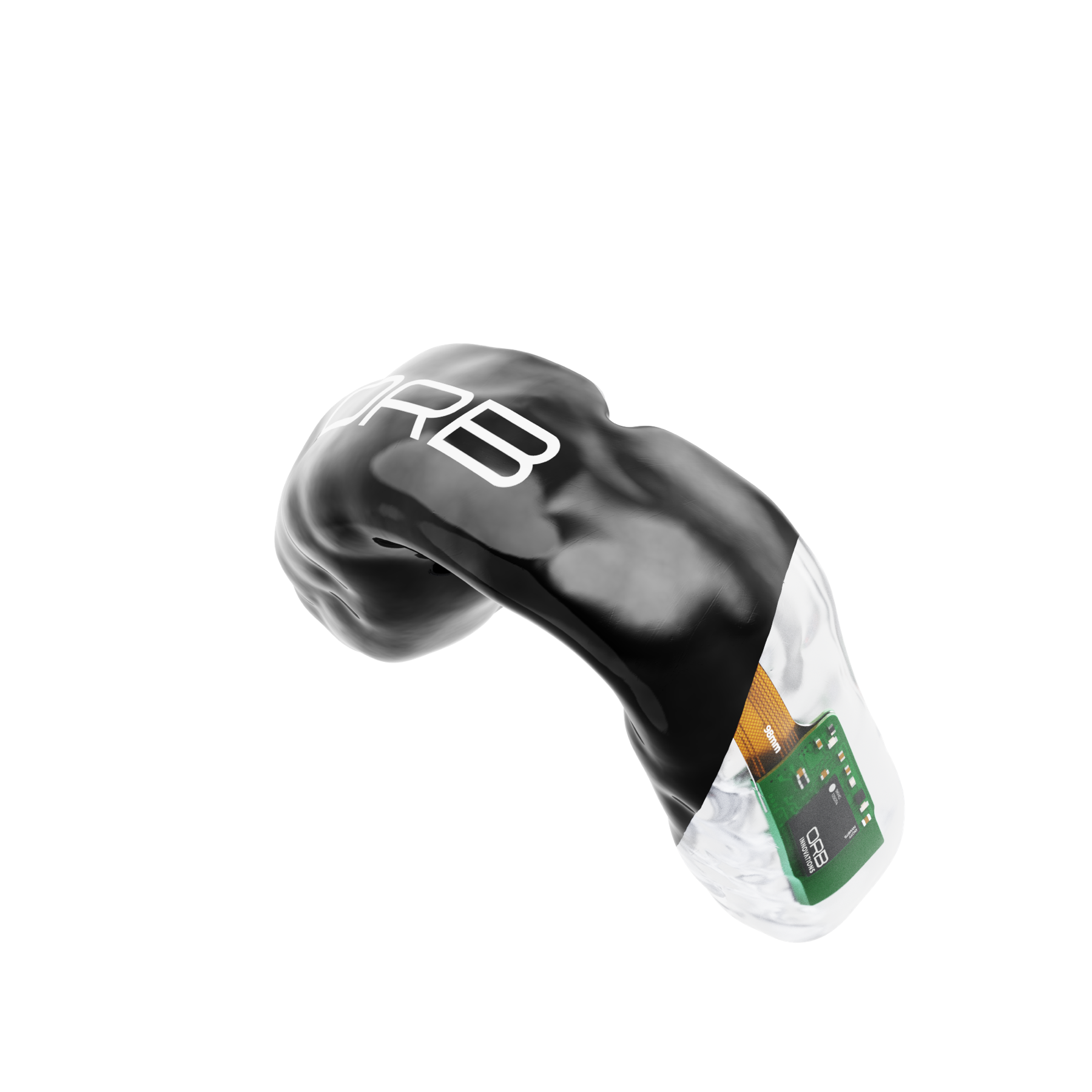 ORB Sport custom-fit smart mouthguard showing its integrated electronics